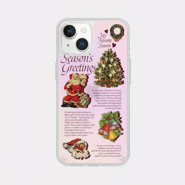 [Mademoment] Vintage Seasons Greetings Design Glossy Mirror Phone