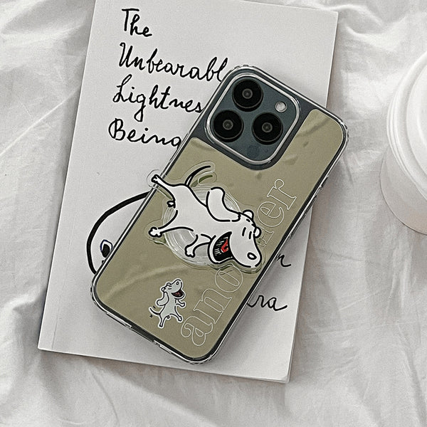 [Mademoment] Another Dog Line Design Glossy Mirror Phone Case