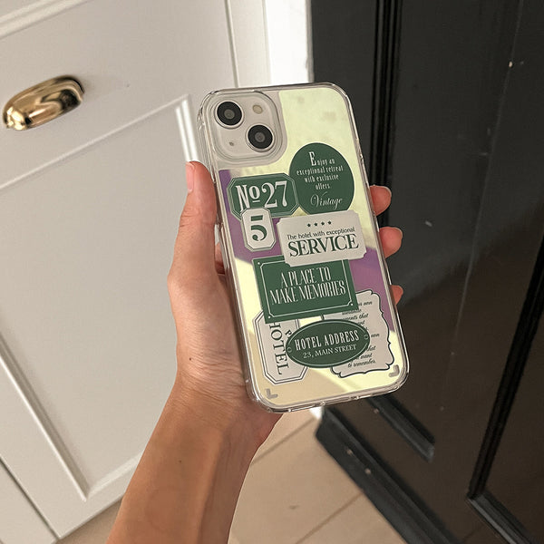 [Mademoment] Hotel Label Sticker Design Glossy Mirror Phone Case