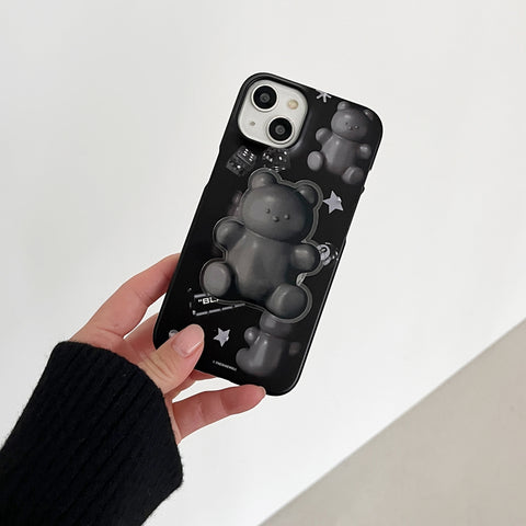 [THENINEMALL] Black Objet Sticker Hard Phone Case (2 types)