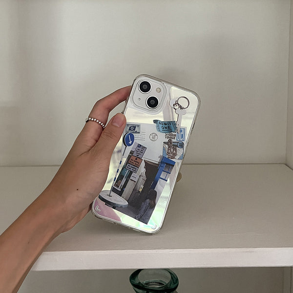 [Mademoment] Old Stickers Scrap Design Glossy Mirror Phone Case
