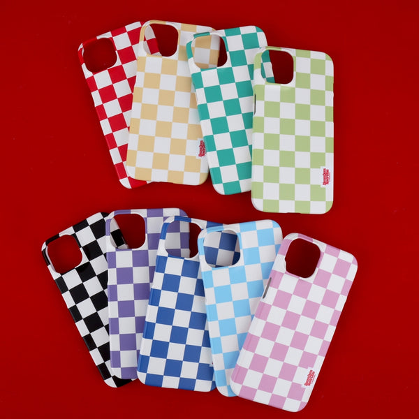 [THENINEMALL] Basic Checkerboard Label Hard Phone Case (2 types)