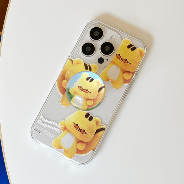 [THENINEMALL] Pattern Fabulous Chipmunk Clear Phone Case (3 types)