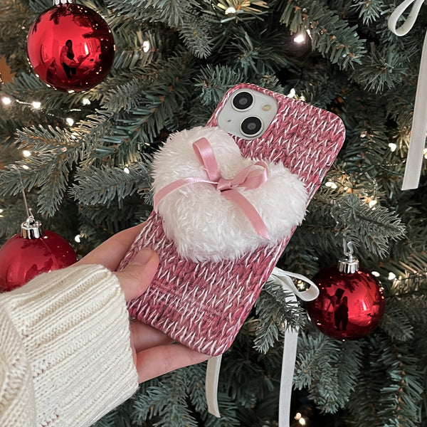 [Mademoment] Hairy Pink Knit Design Phone Case