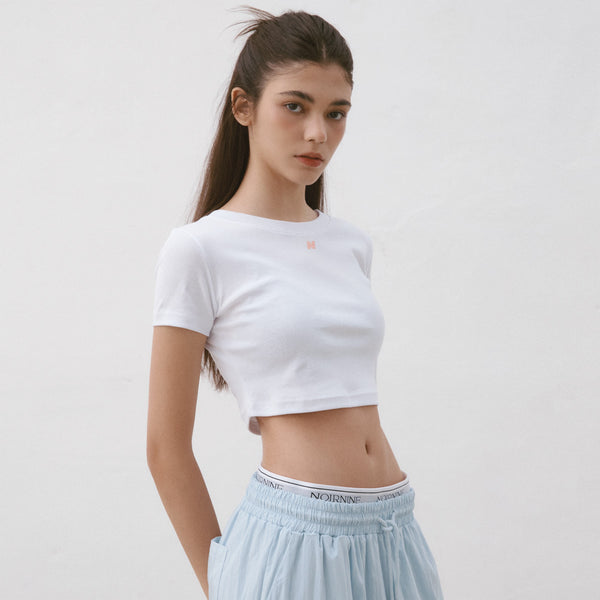 [NOIRNINE] N Crop T-shirts (2 Colours)