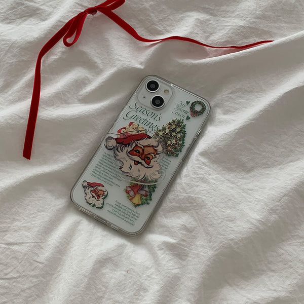 [Mademoment] Vintage Seasons Greetings Design Clear Phone Case (3 Types)