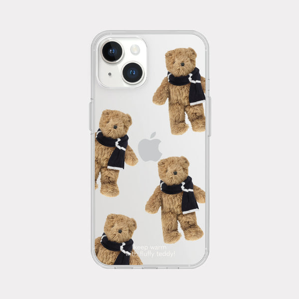 [Mademoment] Pattern Winter Fluffy Teddy Design Clear Phone Case (3 Types)