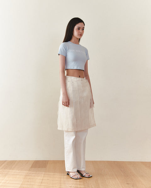 [NOIRNINE] Strap Layered Skirt (BEIGE)