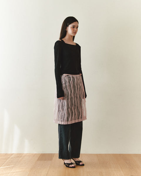 [NOIRNINE] Strap Layered Skirt (PINK)