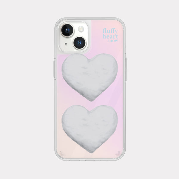 [Mademoment] Fluffy Heart Snow Design Glossy Mirror Phone