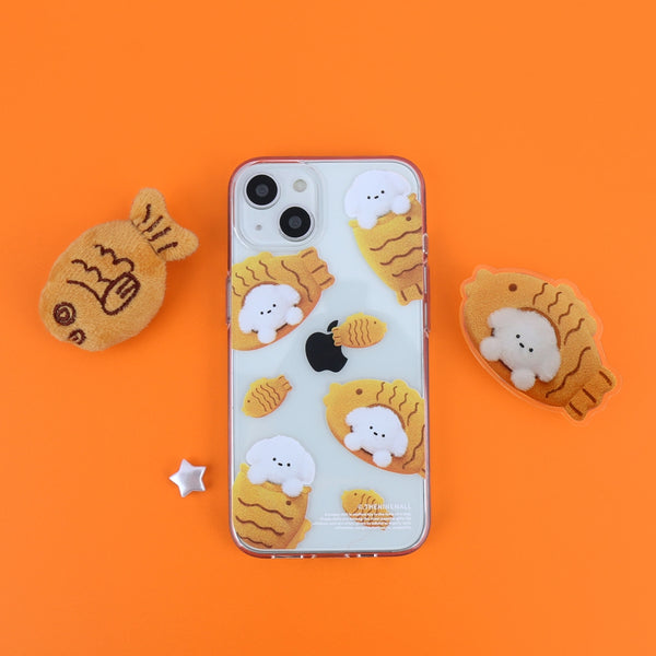 [THENINEMALL] Pattern Fish Bread Puppy Clear Phone Case (4 types)