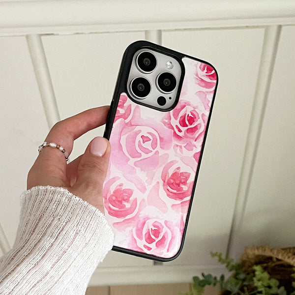 [Mademoment] Rose Watercolor Design Bumper Phone Case