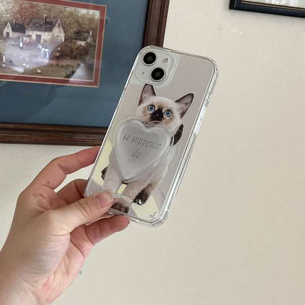 [Mademoment] Kitten Souvenir Pendant Design Glossy Mirror Phone Case