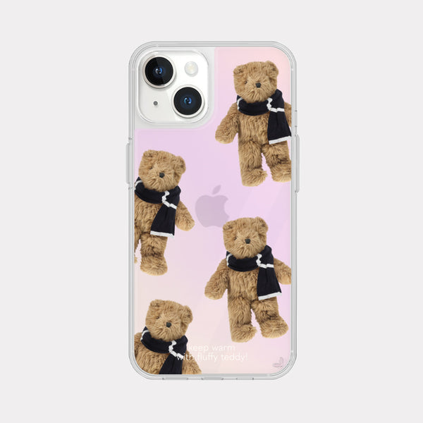 [Mademoment] Pattern Winter Fluffy Teddy Design Glossy Mirror Phone