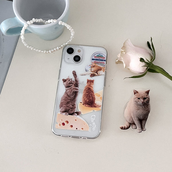 [Mademoment] Cheese Cat Design Clear Phone Case (3 Types)