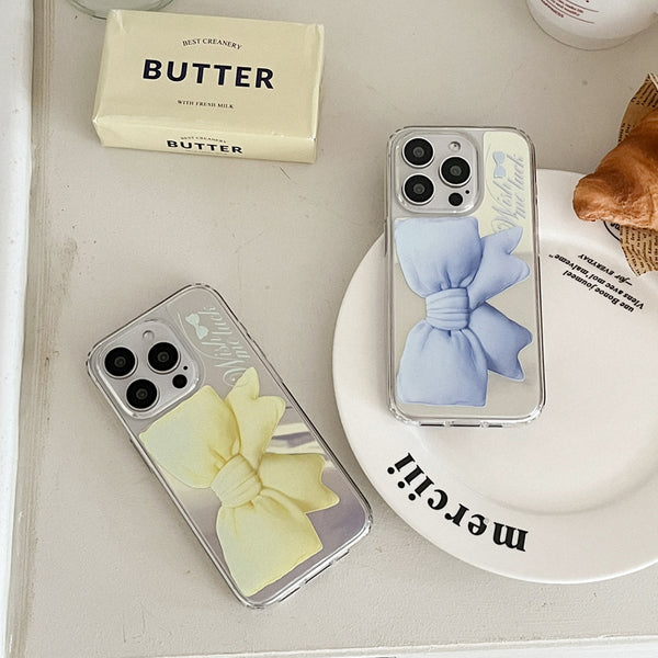 [Mademoment] Big Wish Ribbon Design Glossy Mirror Phone