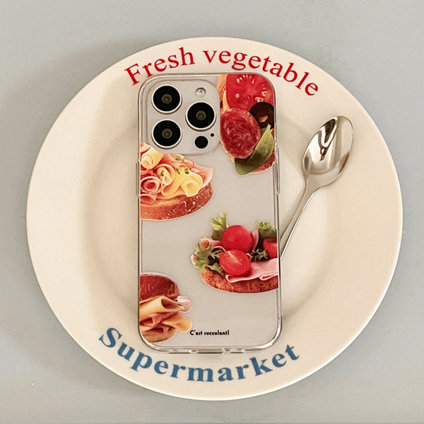 [Mademoment] Fresh Sandwich Design Clear Phone Case (3 Types)