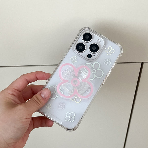 [Mademoment] Flower Doodle Pattern Design Clear Phone Case (3 Types)