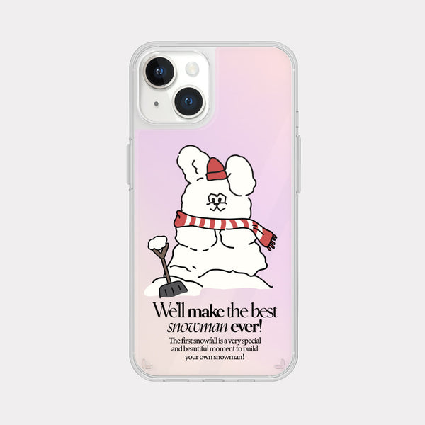 [Mademoment] Build Snowman Butty Design Glossy Mirror Phone