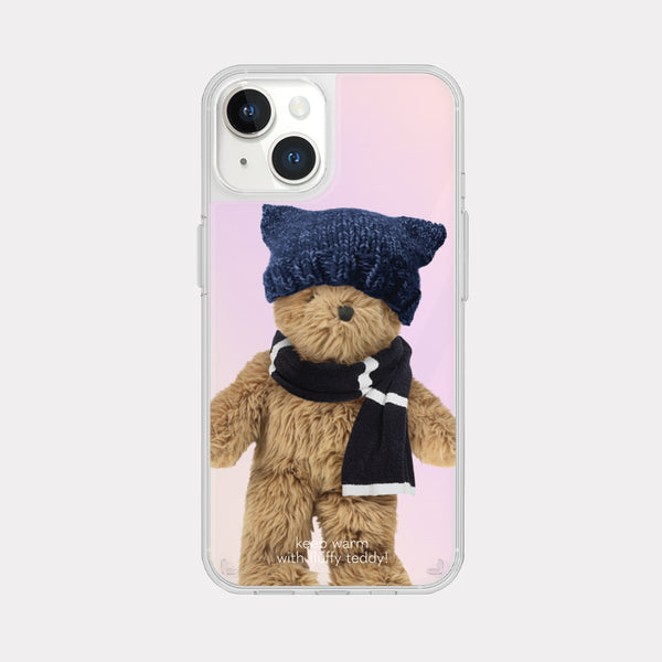 [Mademoment] Winter Fluffy Teddy Design Glossy Mirror Phone