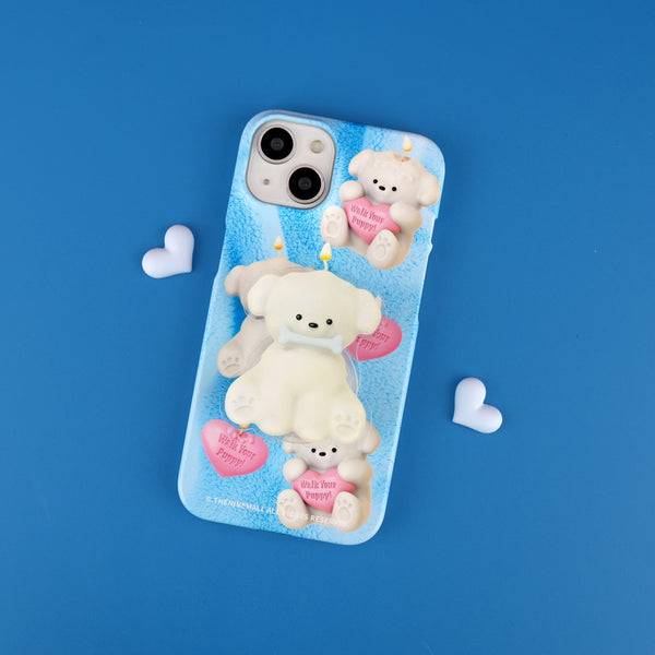 [THENINEMALL] Puppy Candle Pattern Hard Phone Case (2 types)