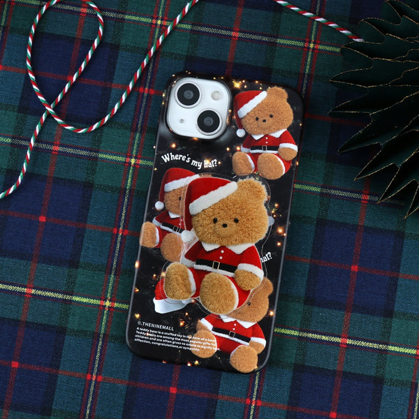 [THENINEMALL] Pattern Santa Hat Gummy Hard Phone Case (2 types)