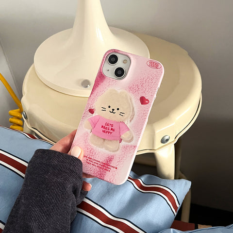 [THENINEMALL] Fluffy Hey Cat Hard Phone Case (2 types)