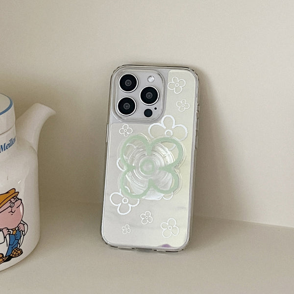 [Mademoment] Flower Doodle Pattern Design Glossy Mirror Phone