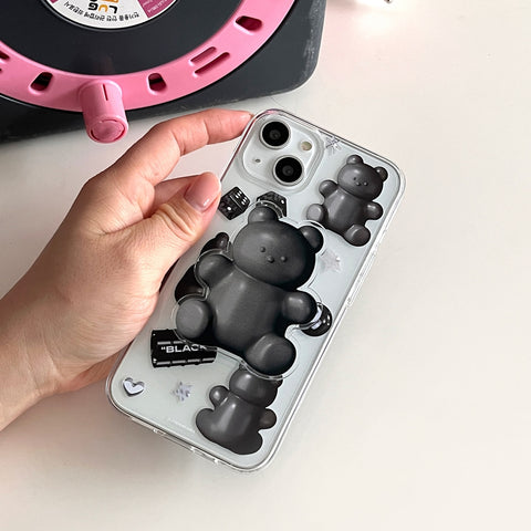 [THENINEMALL] Black Objet Sticker Clear Phone Case (3 types)