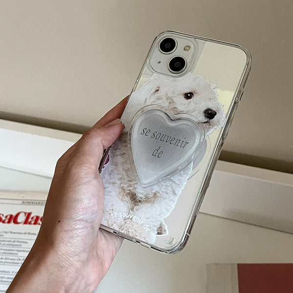 [Mademoment] Puppy Souvenir Pendant Design Glossy Mirror Phone Case
