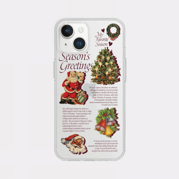 [Mademoment] Vintage Seasons Greetings Design Clear Phone Case (3 Types)