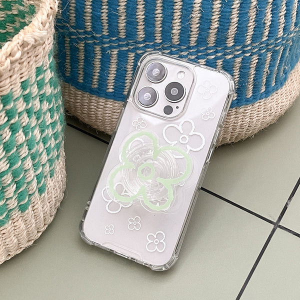 [Mademoment] Flower Doodle Pattern Design Clear Phone Case (3 Types)