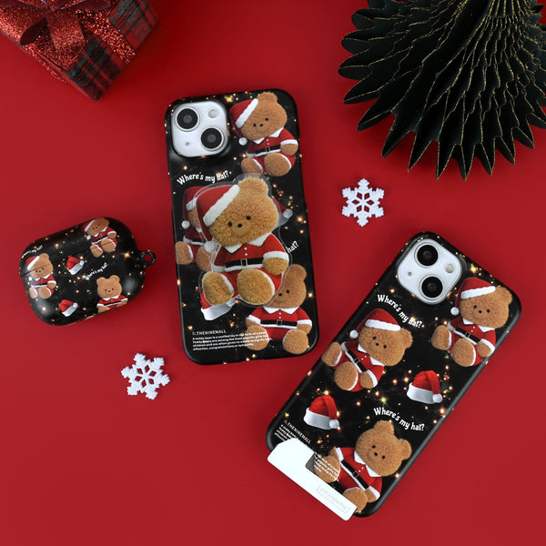 [THENINEMALL] Pattern Santa Hat Gummy Hard Phone Case (2 types)