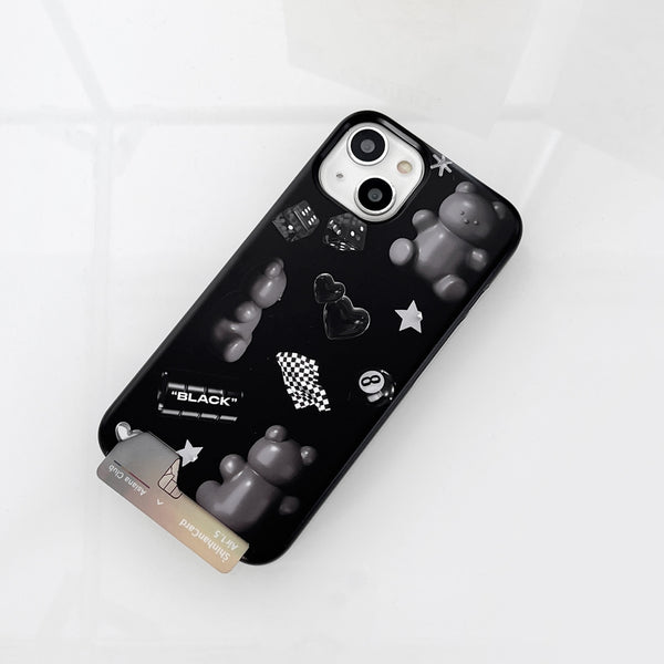 [THENINEMALL] Black Objet Sticker Hard Phone Case (2 types)