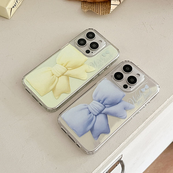 [Mademoment] Big Wish Ribbon Design Glossy Mirror Phone