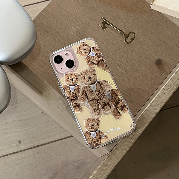 [Mademoment] Pattern Teddy Souvenir Pendant Design Glossy Mirror Phone Case
