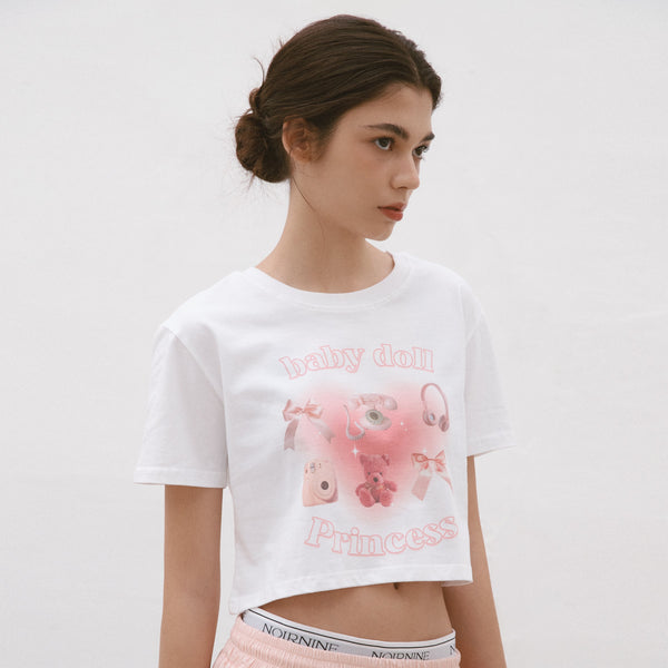 [NOIRNINE] Baby Doll Crop T-shirts (IVORY)