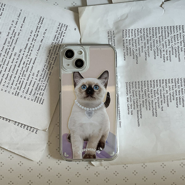 [Mademoment] Kitten Souvenir Pendant Design Glossy Mirror Phone Case