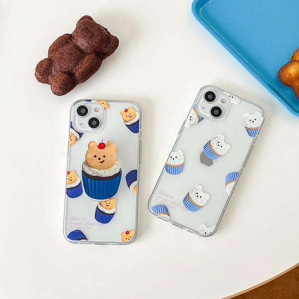 [THENINEMALL] Pattern Gummy Muffin Clear Phone Case (3 types)