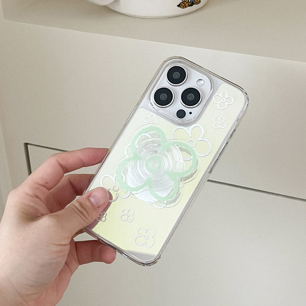 [Mademoment] Flower Doodle Pattern Design Glossy Mirror Phone