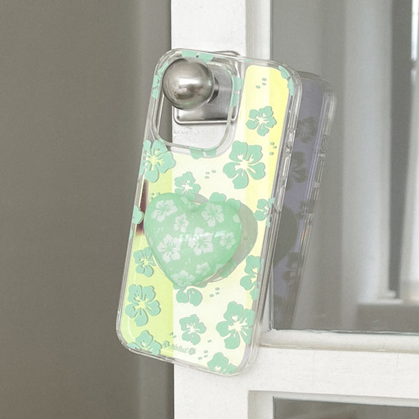 [Mademoment] Aloha Flower Pattern Design Glossy Mirror Phone Case