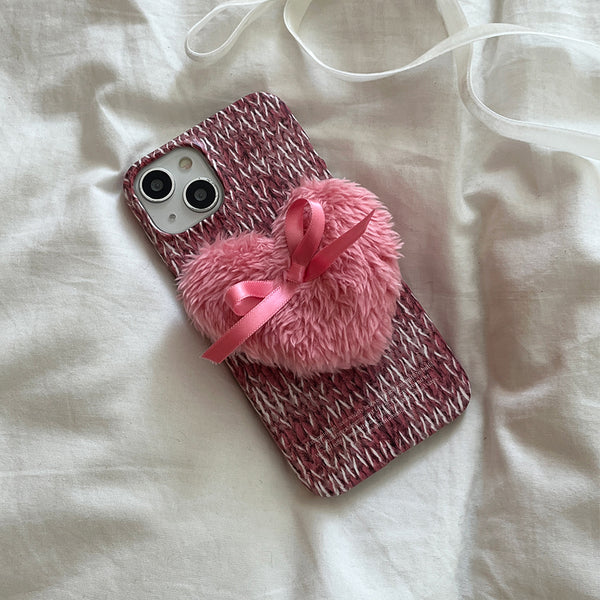 [Mademoment] Hairy Pink Knit Design Phone Case