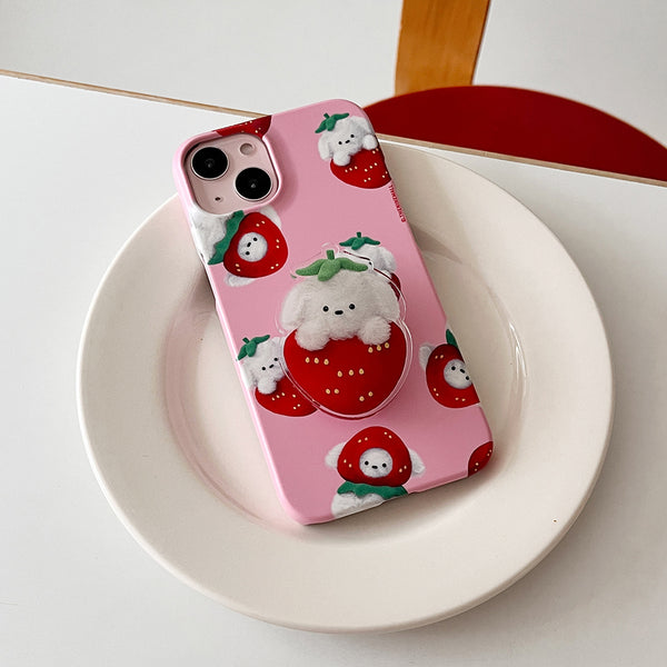[THENINEMALL] Pattern Strawberry Ppokku Hard Phone Case (2 types)