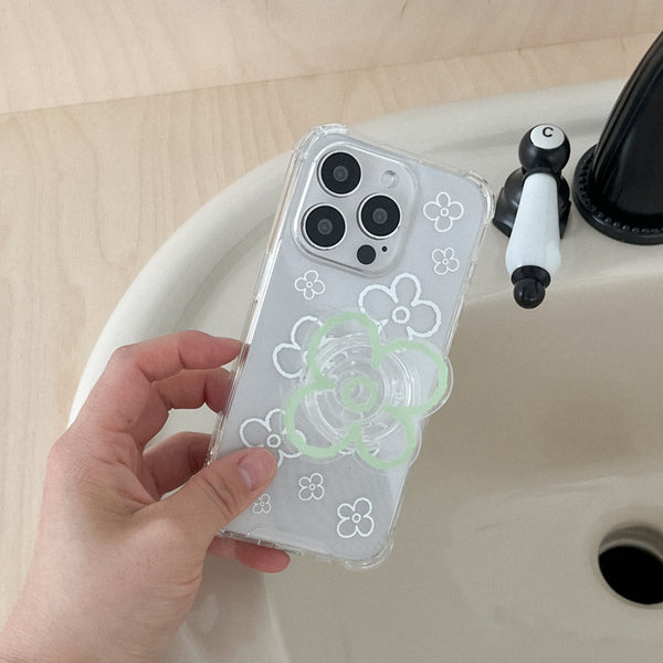 [Mademoment] Flower Doodle Pattern Design Clear Phone Case (3 Types)