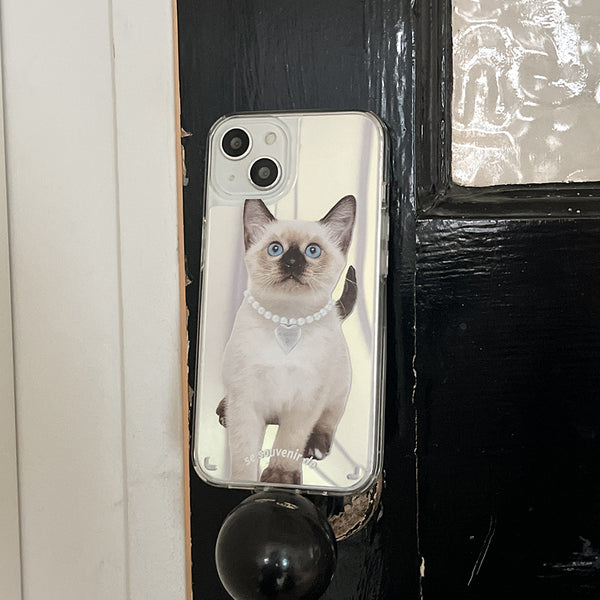 [Mademoment] Kitten Souvenir Pendant Design Glossy Mirror Phone Case