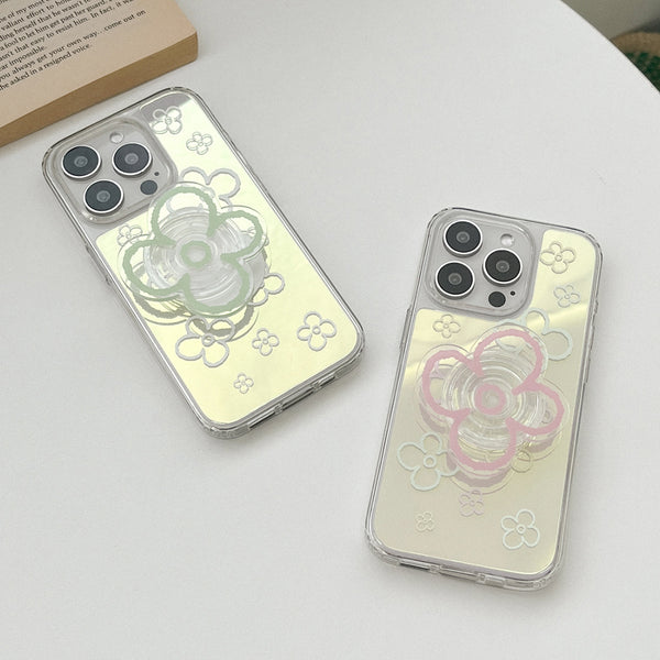 [Mademoment] Flower Doodle Pattern Design Glossy Mirror Phone