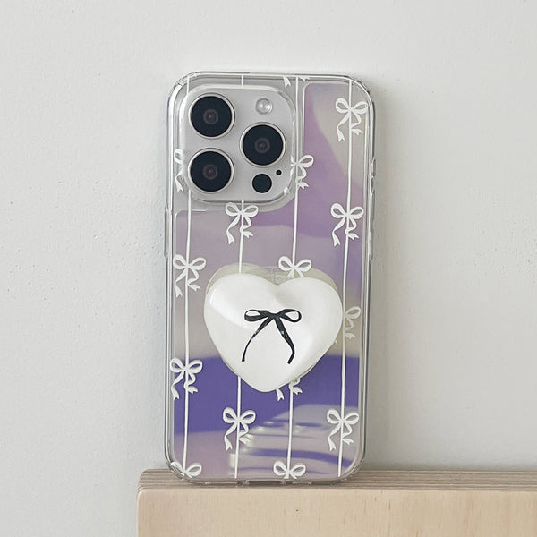 [Mademoment] Line Ribbon Pattern Design Glossy Mirror Phone