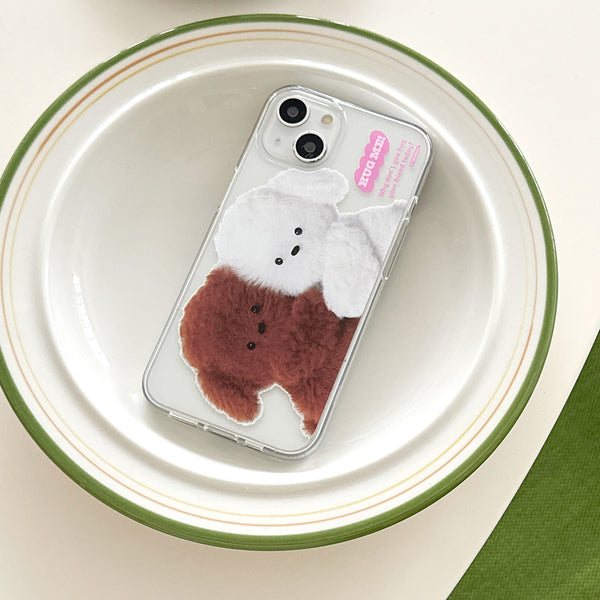 [THENINEMALL] Big Hug Puppy Clear Phone Case (3 types)