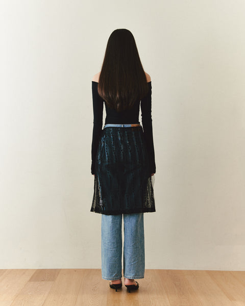 [NOIRNINE] Strap Layered Skirt (BLACK)