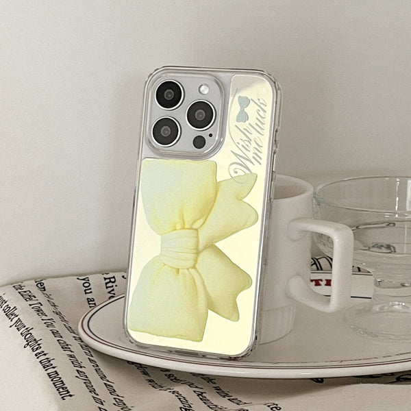 [Mademoment] Big Wish Ribbon Design Glossy Mirror Phone